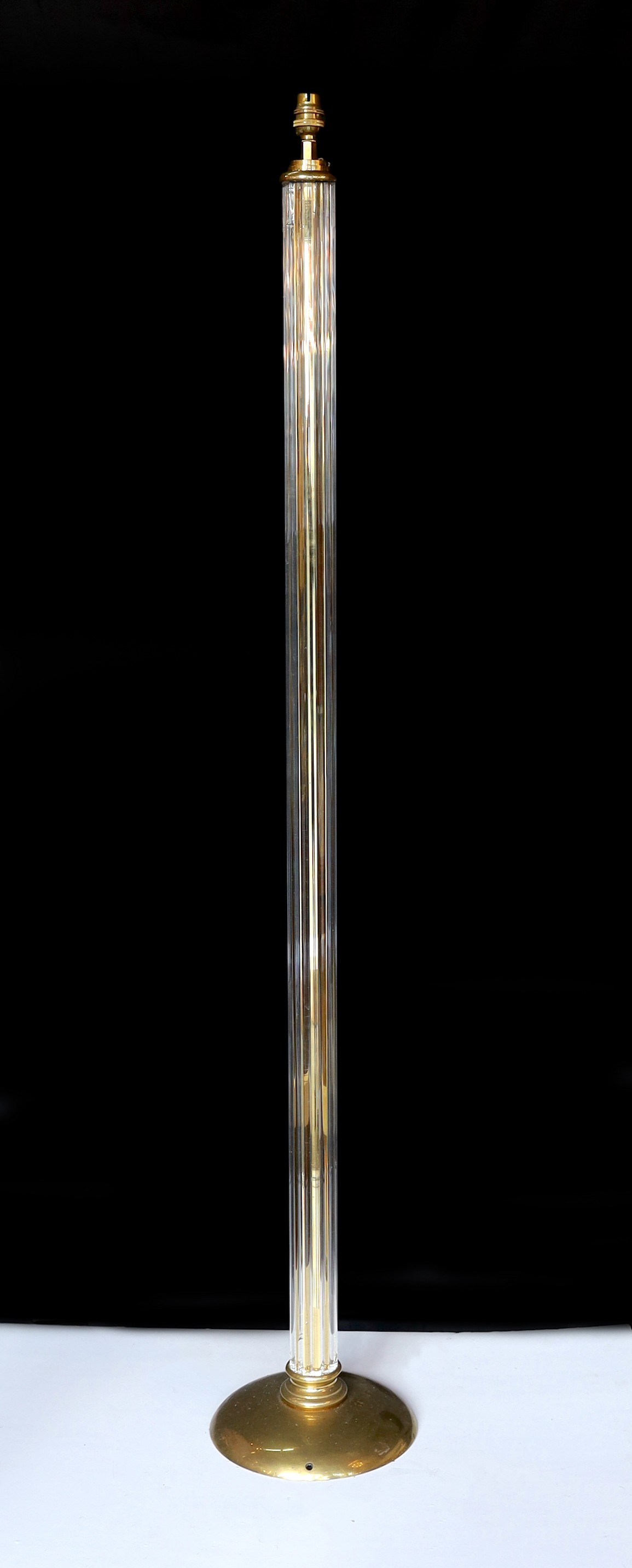 An Art Deco style brass and glass rod lamp standard, height 147cm
